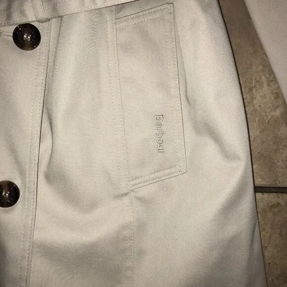 Women's Barbour Short Greta Showerproof Trench Coat Jacket-Size 14 - Picture 7 of 16